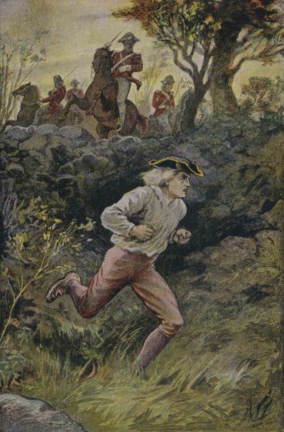 Ucieczka Harveya Bircha: ilustracja z filmu Szpieg, James Fenimore Cooper autorstwa English School