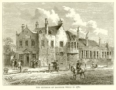 Zewnętrzna część Bagnigge Wells w 1780 r. autorstwa English School