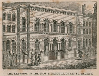 Elewacja Nowej Synagogi, Great St Helens, Londyn autorstwa English School