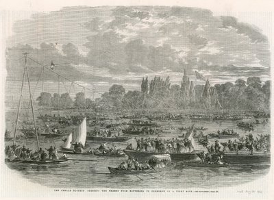 Samica Blondin przekracza Tamizę z Battersea do Cremorne na ciasnej linie autorstwa English School