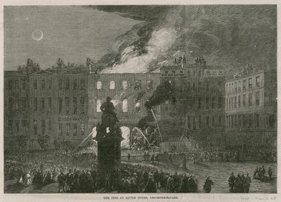 Pożar w Savile House, Leicester Square, Londyn autorstwa English School