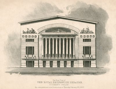Widok z przodu na The Royal Brunswick Theatre, Goodmans Fields, Londyn autorstwa English School