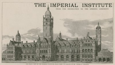 Widok z przodu Imperial Institute, zbudowany na podstawie projektów pana Thomasa E Collcutta autorstwa English School