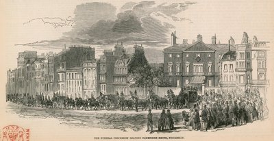Kondukt pogrzebowy JKW Księcia Cambridge opuszcza Cambridge House, Piccadilly, Londyn autorstwa English School