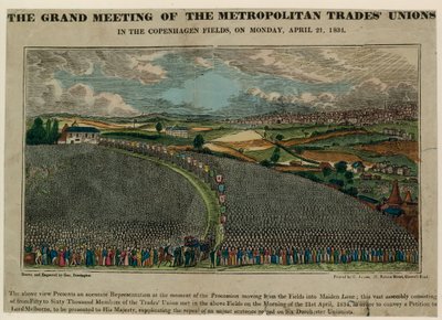 Wielkie spotkanie Metropolitalnych Związków Zawodowych na Polach Kopenhaskich, 21 kwietnia 1834 r autorstwa English School