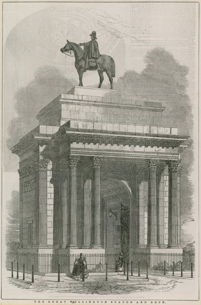 Wielki posąg i łuk Wellingtona, Hyde Park Corner, Londyn autorstwa English School