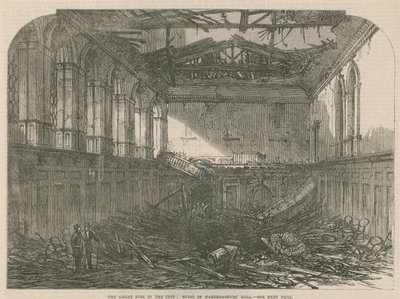 Wielki pożar miasta: ruiny Haberdashers Hall autorstwa English School