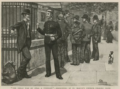 Wielka wojna 1892 roku, prognoza; Rekrutacja w kościele św. Marcina autorstwa English School