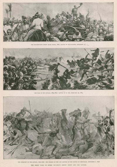 Wielkie wojny panowania królowej Wiktorii: wojna anglo-egipska (1882), bunt Mahdystów (1883-1885) i brytyjski podbój Sudanu (1896-1898) (fotograwiura) autorstwa English School
