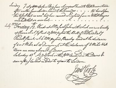 Pismo Jamesa Cooka, lipiec 1771 autorstwa English School
