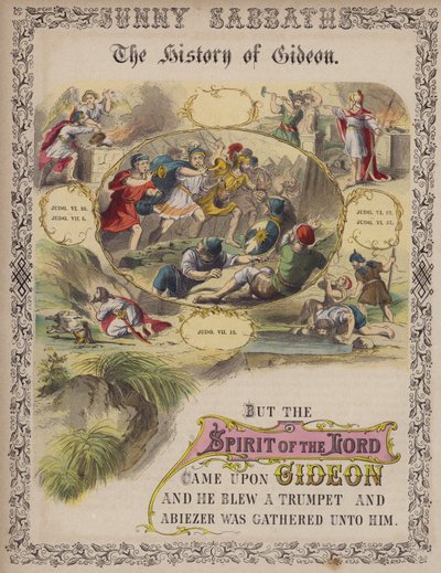 Historia Gideona (kolorowy grawerunek) autorstwa English School