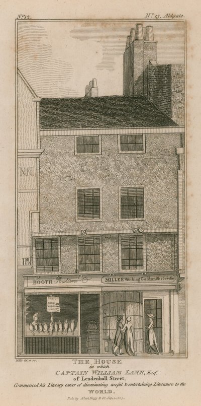 Dom, w którym kapitan William Lane esq z Leadenhall Street rozpoczął karierę literacką autorstwa English School