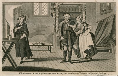 Humorystyczna farsa Jobsona i Nell z oryginalnego obrazu w Vauxhall Gardens w Londynie autorstwa English School