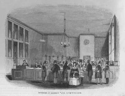 Wnętrze Banku panów Rogers and Co autorstwa English School