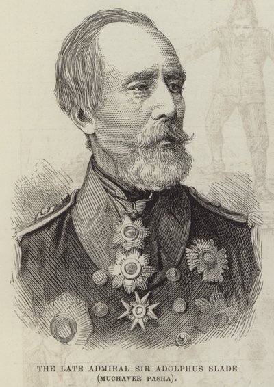 Nieżyjący admirał Sir Adolphus Slade, Muchaver Pasza (rycina) autorstwa English School