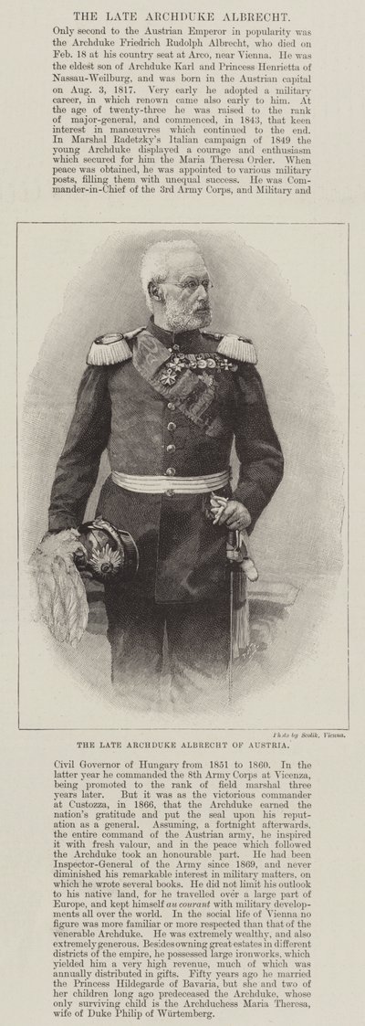 Nieżyjący arcyksiążę Albrecht Austrii (rycina) autorstwa English School
