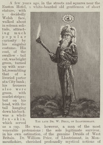 Nieżyjący dr W Price z Llantrissant (grafika) autorstwa English School