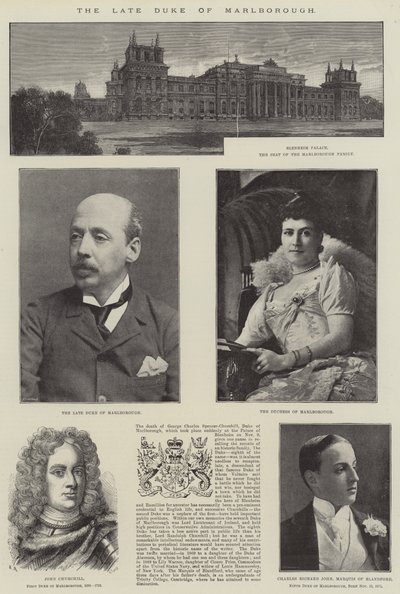 Nieżyjący książę Marlborough (grawerowanie) autorstwa English School