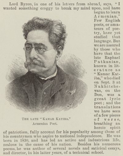 Nieżyjący już „Kamar Katiba”, poeta ormiański (rycina) autorstwa English School