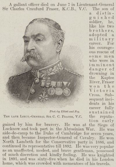 Nieżyjący generał porucznik Sir CC Fraser, VC (grafika) autorstwa English School
