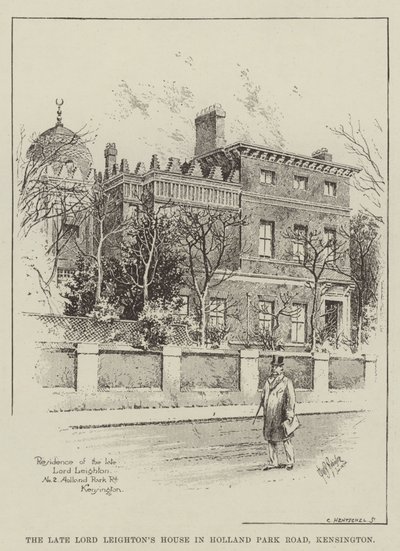 Dom zmarłego Lorda Leightona przy Holland Park Road, Kensington (grawerowanie) autorstwa English School