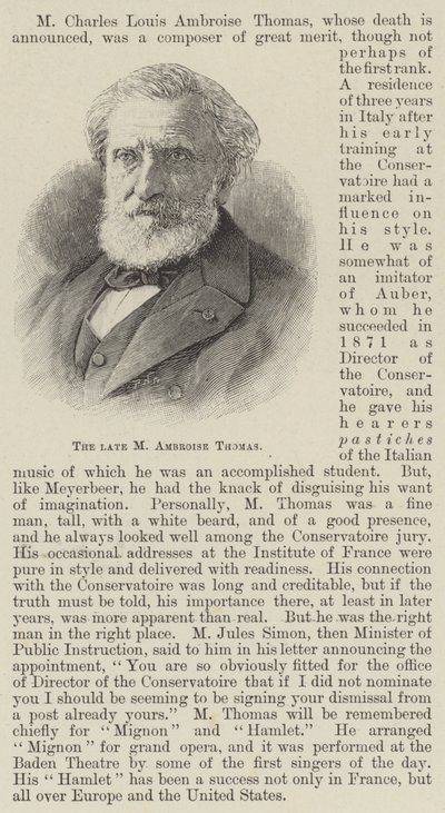 Zmarły M Ambroise Thomas (grafika) autorstwa English School
