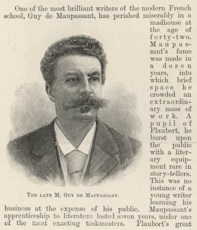 Nieżyjący M Guy de Maupassant (grafika) autorstwa English School