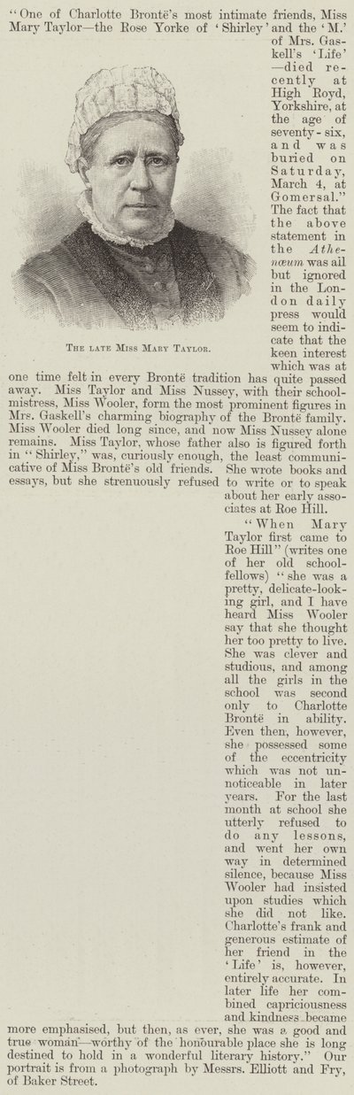 Nieżyjąca panna Mary Taylor (grafika) autorstwa English School