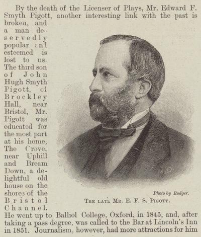 śp. Mr E F S Pigott (grafika) autorstwa English School