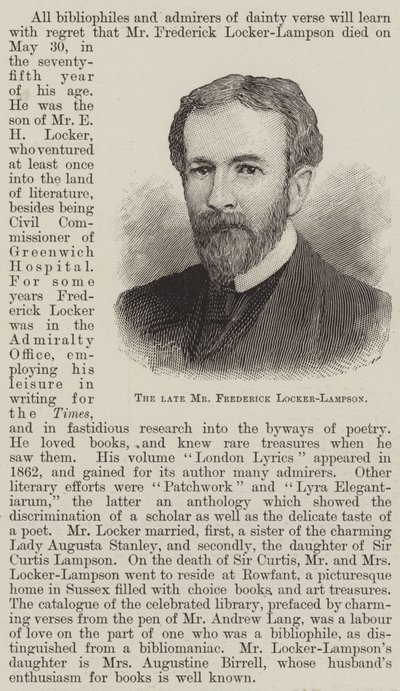 Nieżyjący już pan Frederick Locker-Lampson (grafika) autorstwa English School