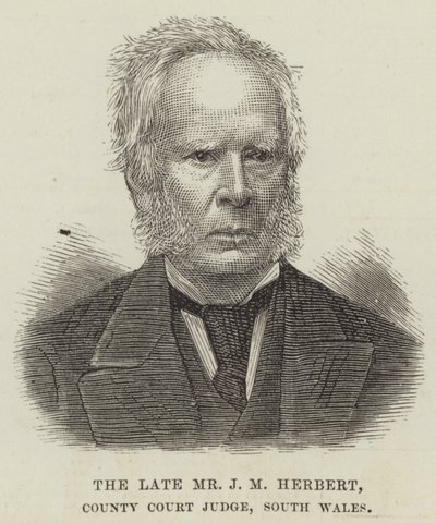 Nieżyjący Pan JM Herbert, sędzia sądu hrabstwa, Południowa Walia (rycina) autorstwa English School