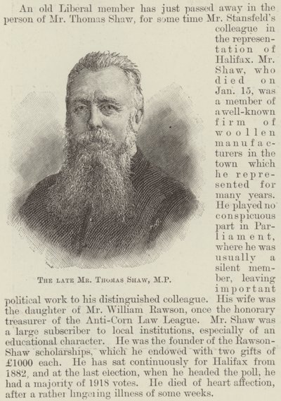 Nieżyjący już pan Thomas Shaw, poseł (grafika) autorstwa English School