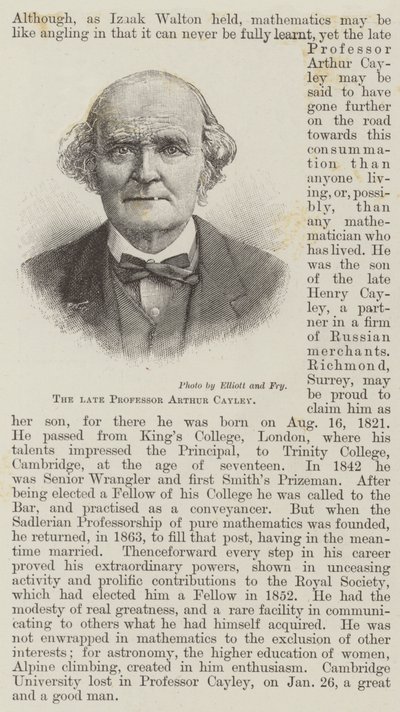 Nieżyjący już profesor Arthur Cayley (grafika) autorstwa English School