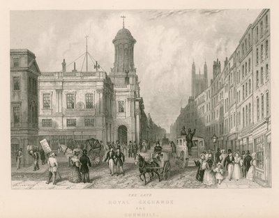 Późna Royal Exchange i Cornhill, Londyn autorstwa English School