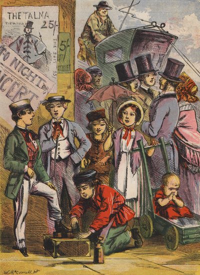 Mały shoeblack (kolorowa litografia) autorstwa English School