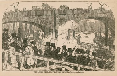 Żywy strumień na London Bridge autorstwa English School