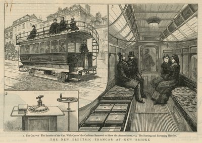 Nowy tramwaj elektryczny na Kew Bridge autorstwa English School