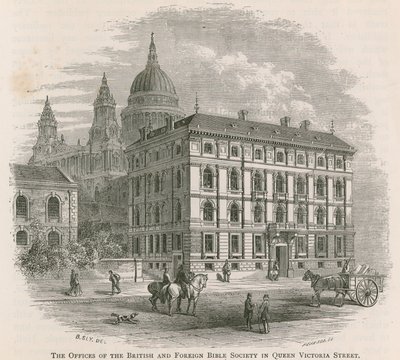 Biura Brytyjskiego i Zagranicznego Towarzystwa Biblijnego przy Queen Victoria Street w Londynie autorstwa English School