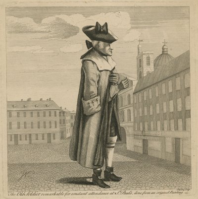 Stary żołnierz wyróżniający się stałą obecnością w katedrze św. Pawła autorstwa English School