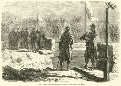 Negocjacje pokojowe, spotkanie na moście w Sevres, październik 1870 autorstwa English School