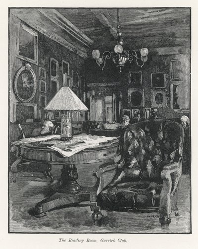 Czytelnia w Garrick Club autorstwa English School