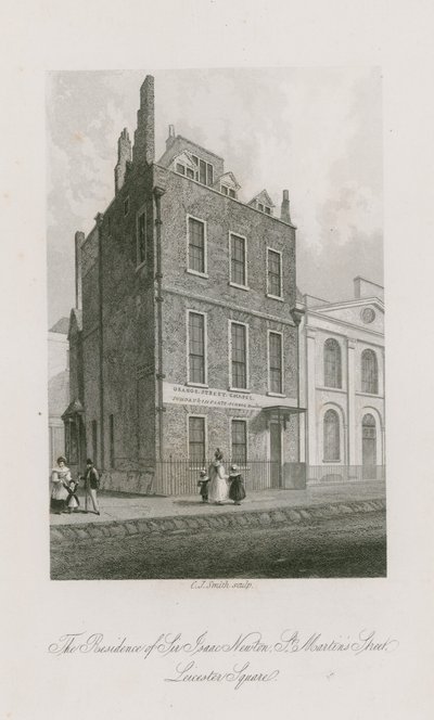 Rezydencja Sir Isaaca Newtona, St Martins Street, Leicester Square Londyn autorstwa English School