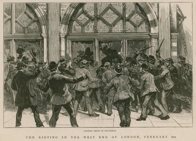 Zamieszki na londyńskim West Endzie, 8 lutego 1886: Grabież sklepów na Piccadilly autorstwa English School