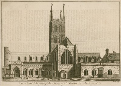 Południowa perspektywa St Saviours, Southwark, Londyn autorstwa English School