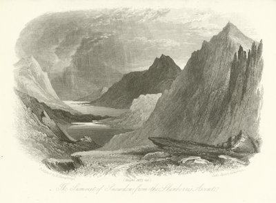 Szczyt Snowdon od wejścia Llanberis, Walia autorstwa English School