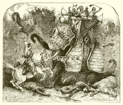 Słoń bojowy starożytnych autorstwa English School