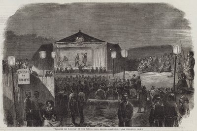 "Teatr Żuawów" w obozie francuskim, przed Sebastopolem (rycina) autorstwa English School