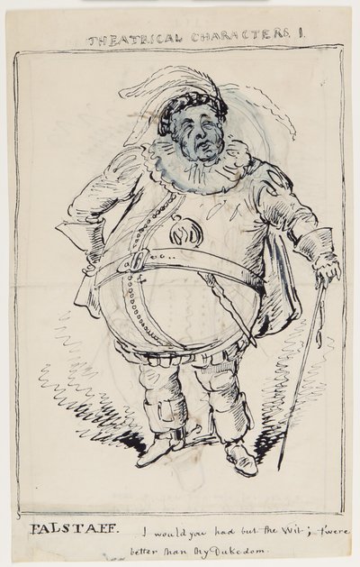 Postacie teatralne 1: Falstaff, ok. 1825 (pióro i atrament na papierze) autorstwa English School