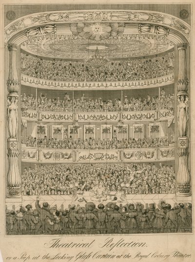 Teatralne odbicie lub zerknięcie na szklaną kurtynę w Royal Coburg Theatre autorstwa English School