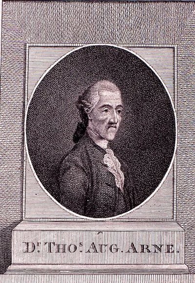 Thomas Augustine Arne (1710-78) (grawerowanie) autorstwa English School
